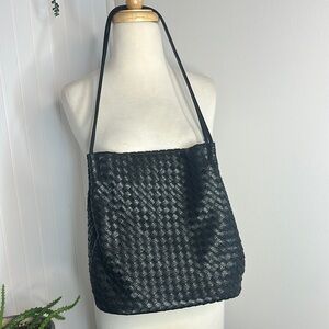 Chic Black Woven Shoulder Bag